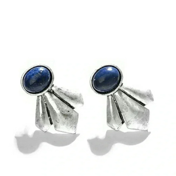 Lapis Lazuli Tribal Stud Earrings - Picture 5 of 7